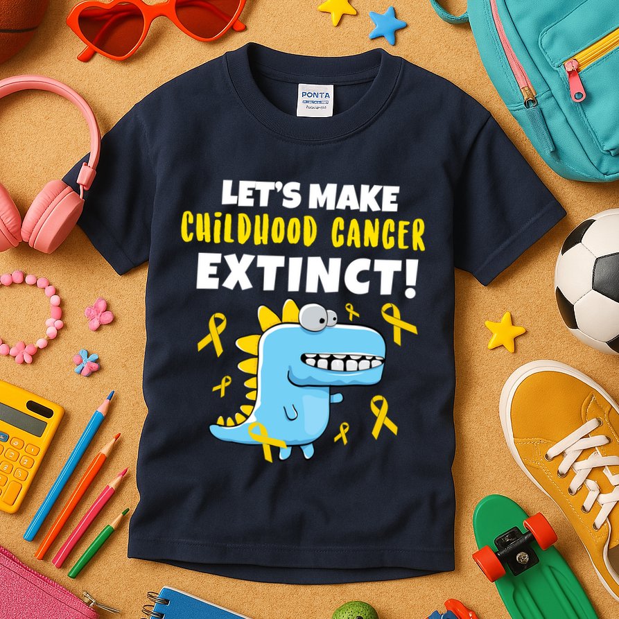 Lets Make Childhood Cancer Extinct Dinosaur Kids T-Shirt