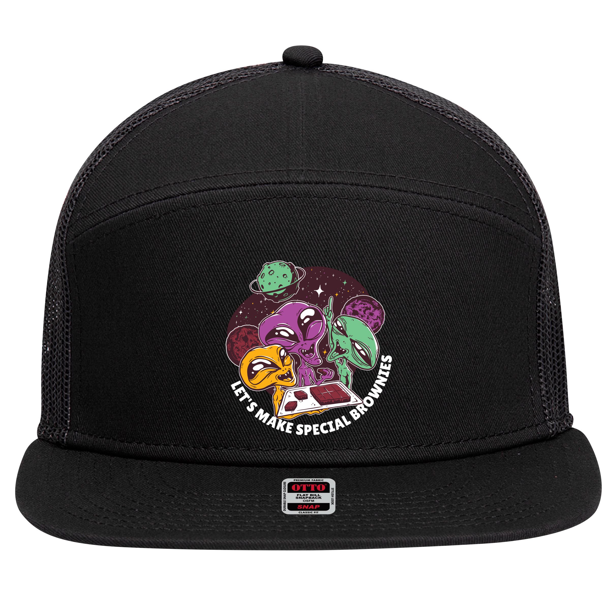 Let's Make Special Brownies Alien 7 Panel Mesh Trucker Snapback Hat