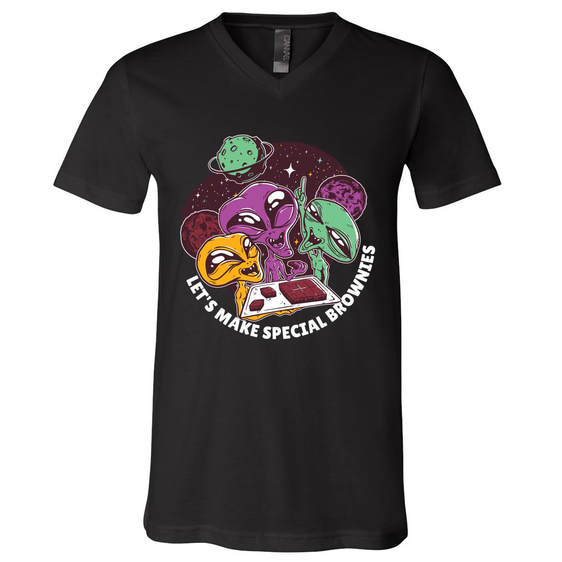 Let's Make Special Brownies Alien V-Neck T-Shirt