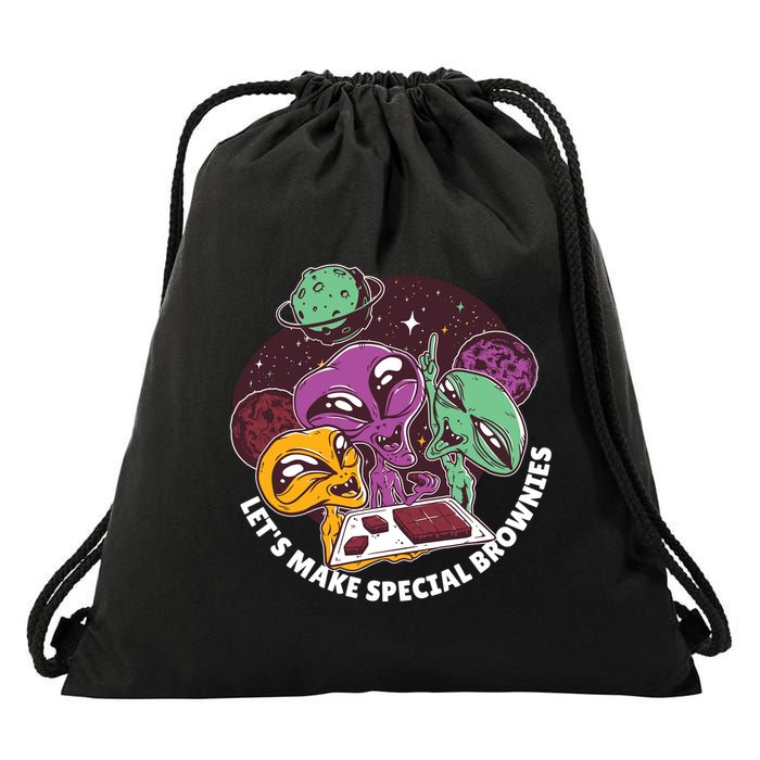 Let's Make Special Brownies Alien Drawstring Bag