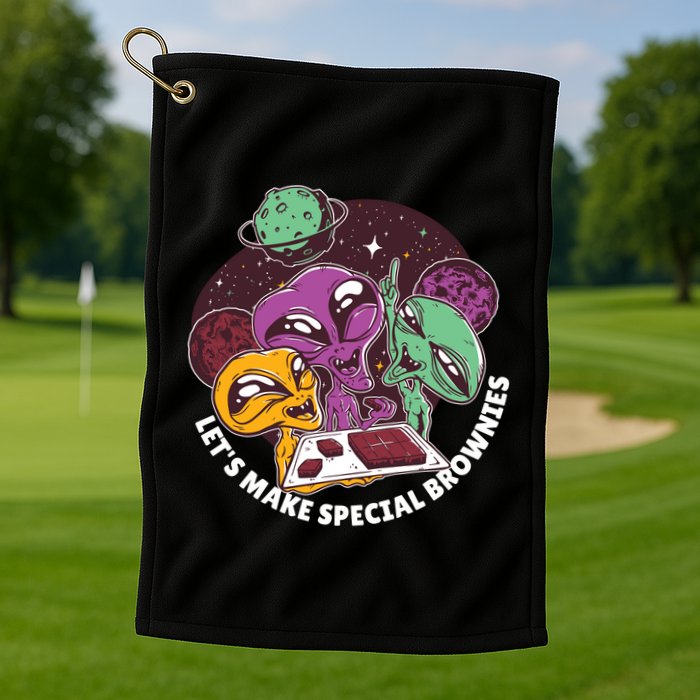 Let's Make Special Brownies Alien Golf Towel