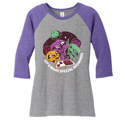 Let's Make Special Brownies Alien Women's Tri-Blend 3/4-Sleeve Raglan Shirt