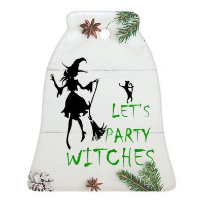 Let's Party Witches Ceramic Bell Ornament