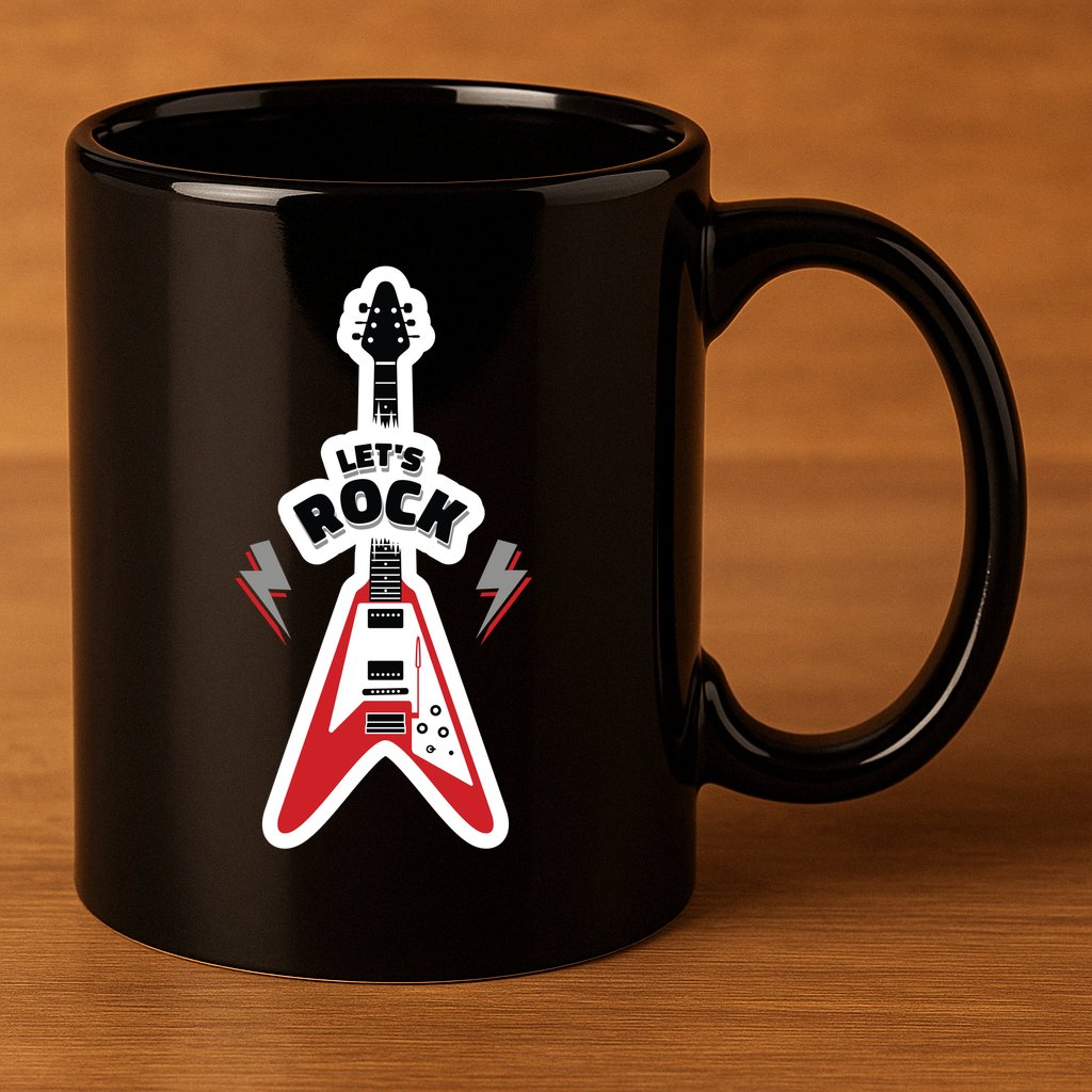 Let's Rock Guitar 11oz C Handle Ceramic Mug