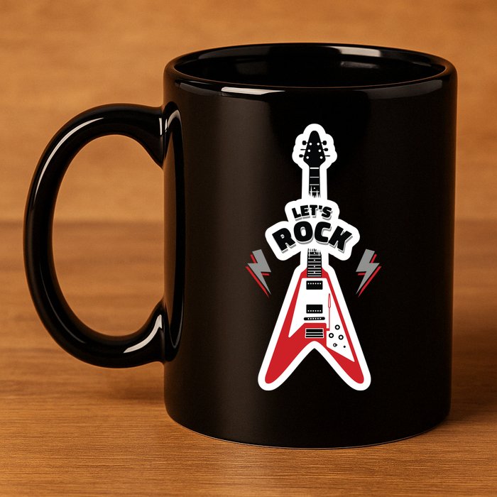Let's Rock Guitar 11oz C Handle Ceramic Mug