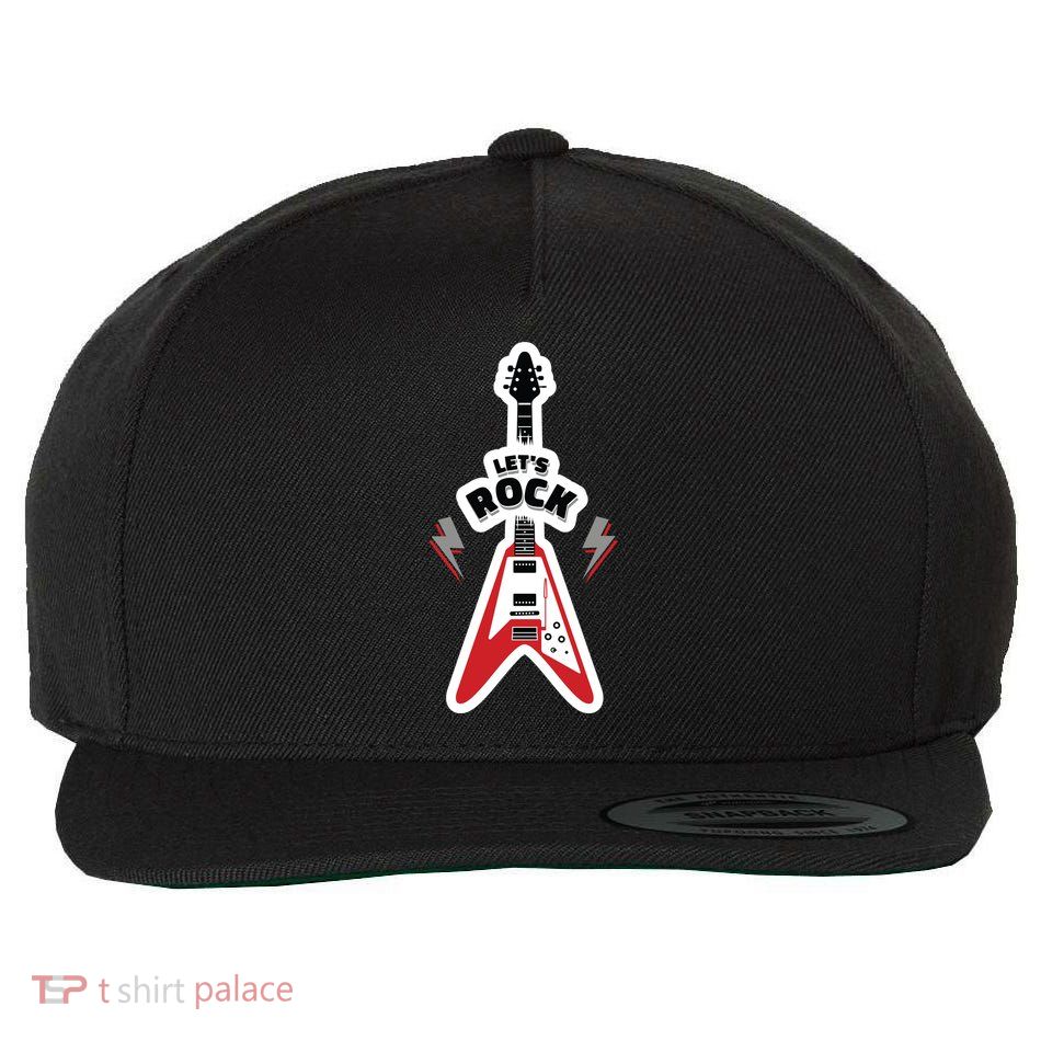 Let's Rock Guitar Wool Snapback Cap