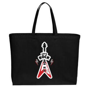 Let's Rock Guitar Cotton Canvas Jumbo Tote