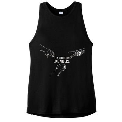 Let's Settle This Like Adults Ladies PosiCharge Tri-Blend Wicking Tank