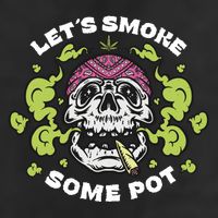 Let's Smoke Some Pot Skull 7 Panel Mesh Trucker Snapback Hat