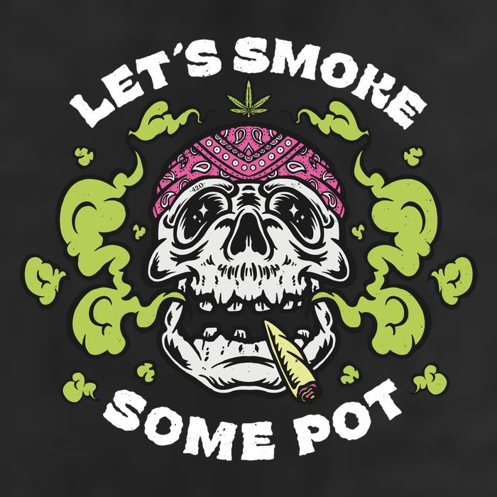 Let's Smoke Some Pot Skull 7 Panel Mesh Trucker Snapback Hat