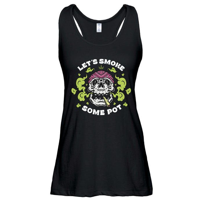 Let's Smoke Some Pot Skull Ladies Essential Flowy Tank