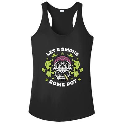 Let's Smoke Some Pot Skull Ladies PosiCharge Competitor Racerback Tank