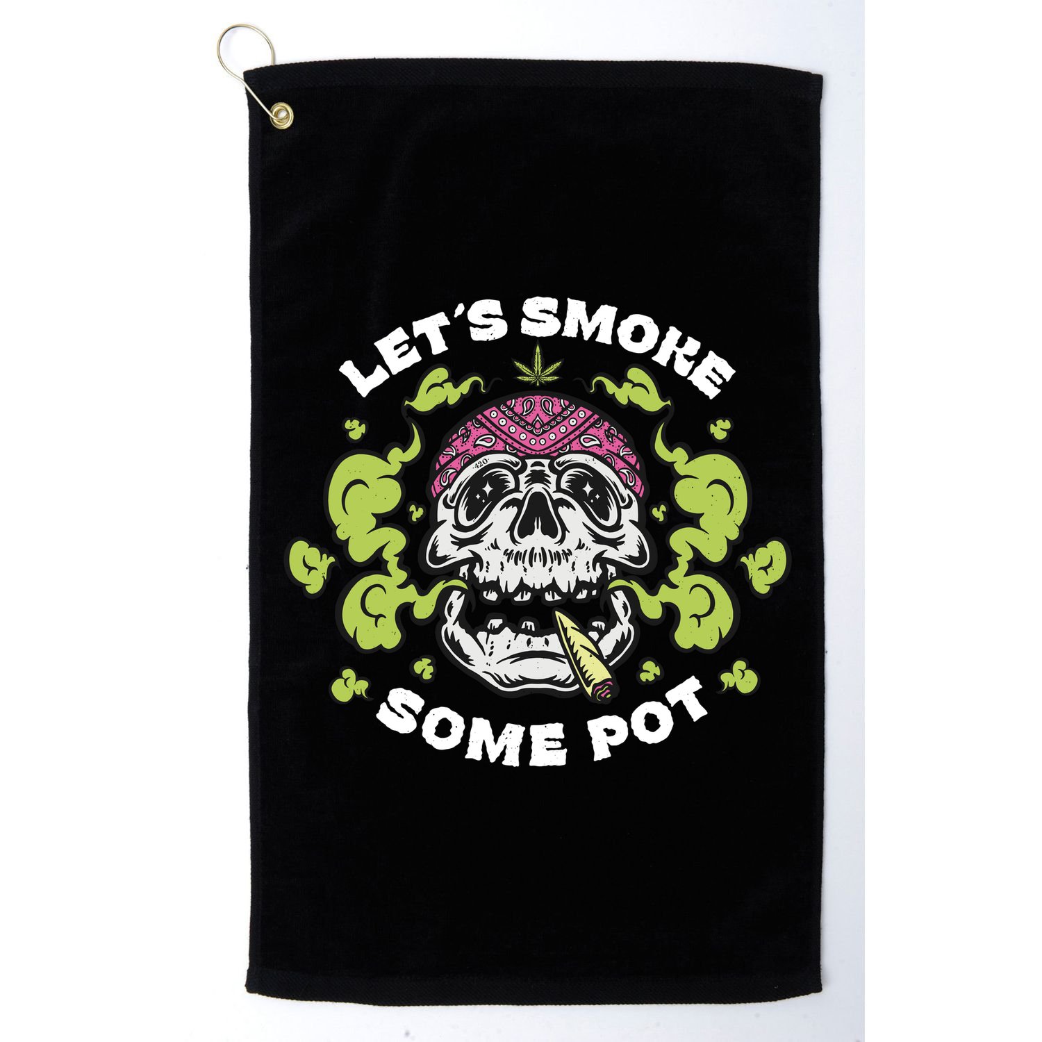 Let's Smoke Some Pot Skull Golf Towel