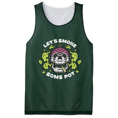 Let's Smoke Some Pot Skull Mesh Reversible Basketball Jersey Tank