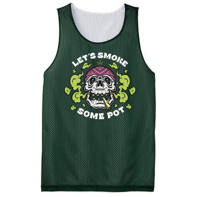 Let's Smoke Some Pot Skull Mesh Reversible Basketball Jersey Tank