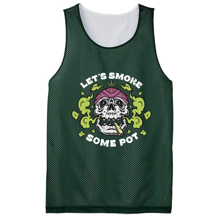 Let's Smoke Some Pot Skull Mesh Reversible Basketball Jersey Tank