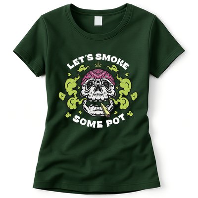 Let's Smoke Some Pot Skull Womens T-Shirt