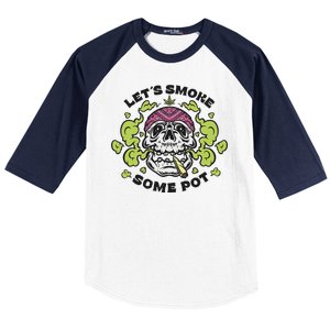 Let's Smoke Some Pot Skull Baseball Sleeve Shirt