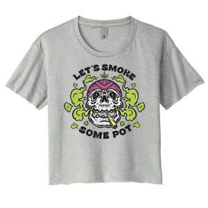 Let's Smoke Some Pot Skull Women's Crop Top Tee