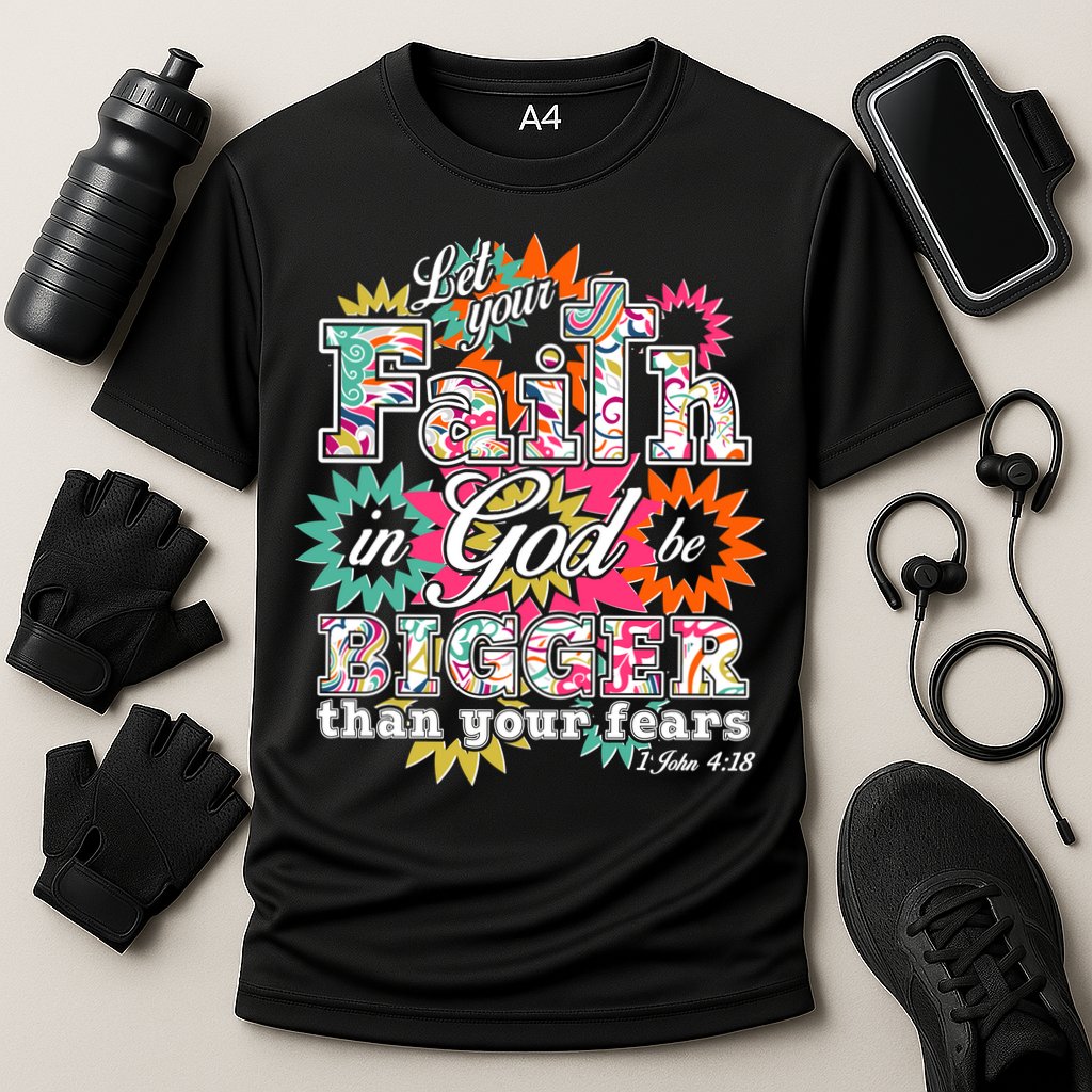 Let's Your Faith in God be Bigger Than You Fears 1 John 4:18 Performance Shirt