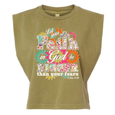 Let's Your Faith in God be Bigger Than You Fears 1 John 4:18 Garment-Dyed Women's Muscle Tee