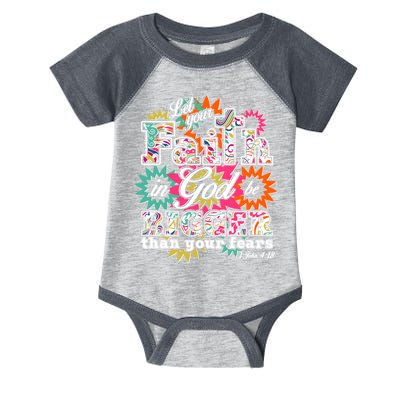 Let's Your Faith in God be Bigger Than You Fears 1 John 4:18 Infant Baby Jersey Bodysuit