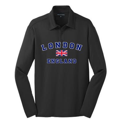 London England United Kingdom Flag UK Flags Men Women Gift Silk Touch Performance Long Sleeve Polo