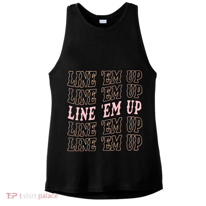 Line 'Em Up Retro Country's Slogan Ladies PosiCharge Tri-Blend Wicking Tank