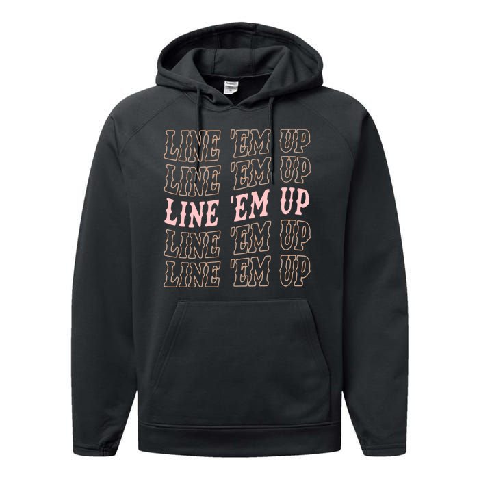 Line 'Em Up Retro Country's Slogan Performance Fleece Hoodie