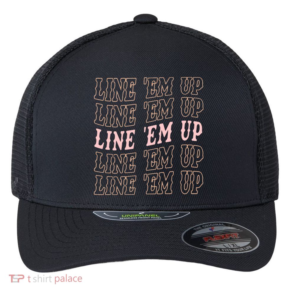 Line 'Em Up Retro Country's Slogan Flexfit Unipanel Trucker Cap