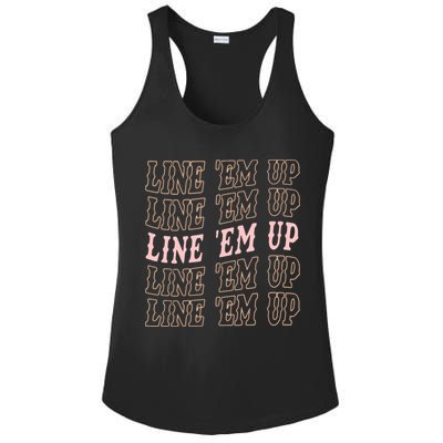 Line 'Em Up Retro Country's Slogan Ladies PosiCharge Competitor Racerback Tank
