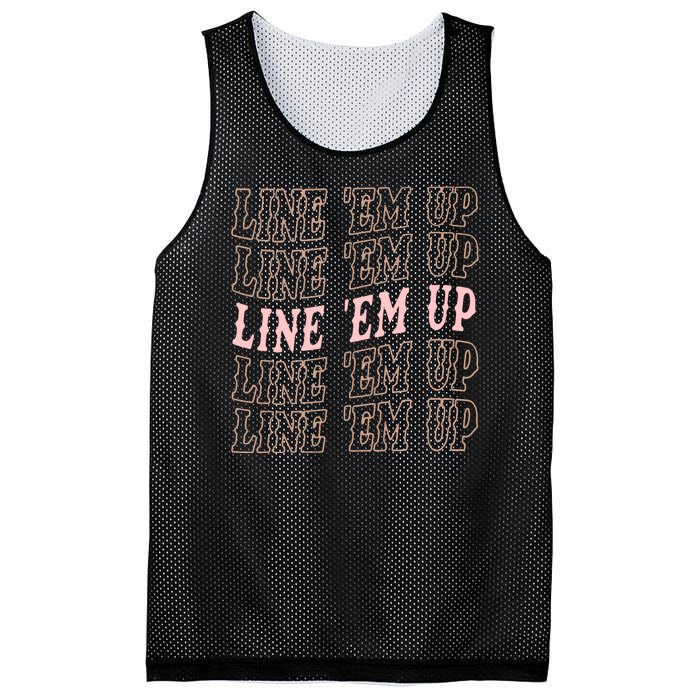 Line 'Em Up Retro Country's Slogan Mesh Reversible Basketball Jersey Tank