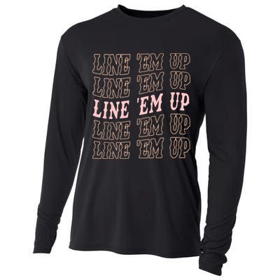 Line 'Em Up Retro Country's Slogan Cooling Performance Long Sleeve Crew