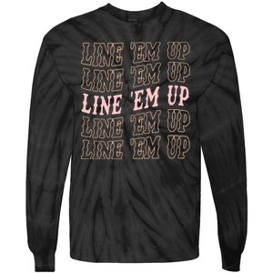 Line 'Em Up Retro Country's Slogan Tie-Dye Long Sleeve Shirt