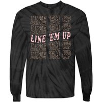 Line 'Em Up Retro Country's Slogan Tie-Dye Long Sleeve Shirt