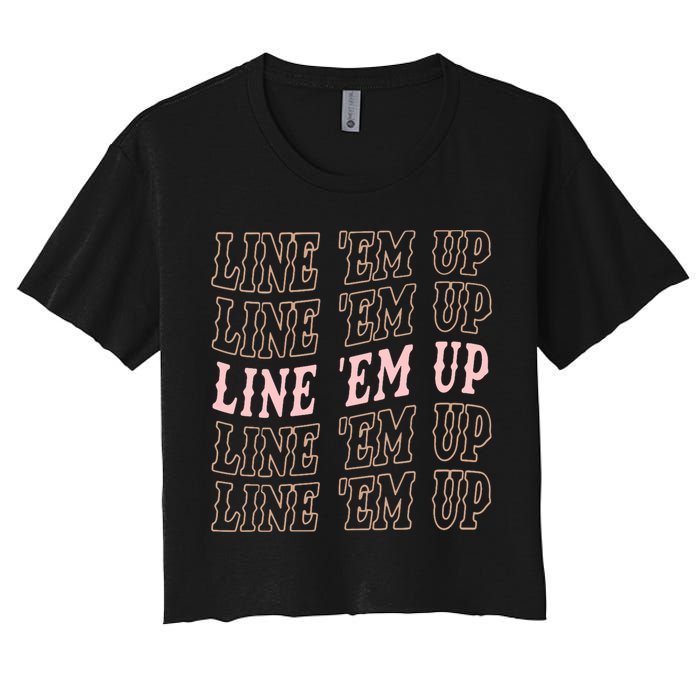 Line 'Em Up Retro Country's Slogan Women's Crop Top Tee