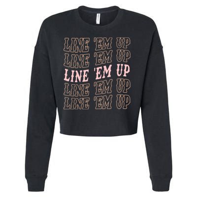 Line 'Em Up Retro Country's Slogan Cropped Pullover Crew