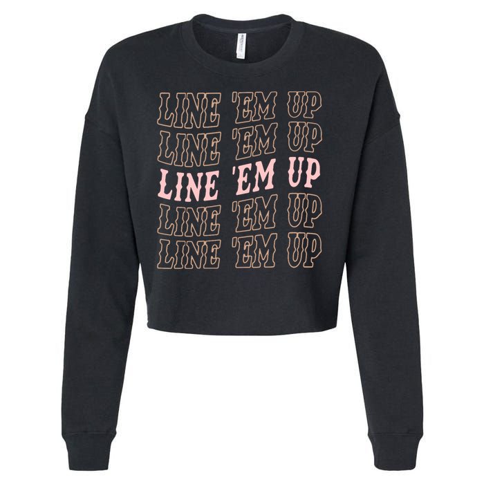 Line 'Em Up Retro Country's Slogan Cropped Pullover Crew