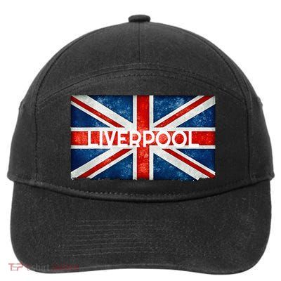 Liverpool England UK Flag . And Souvenir 7-Panel Snapback Hat