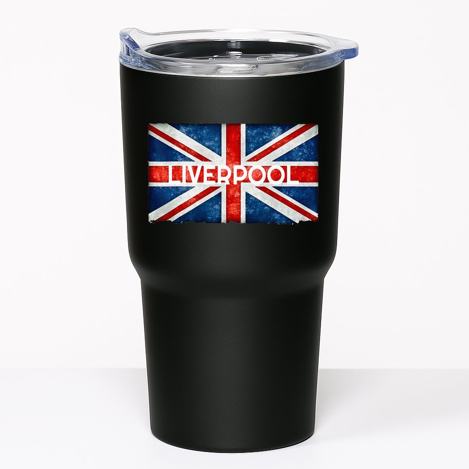 Liverpool England UK Flag . And Souvenir Tumbler
