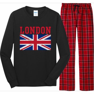 London England Union Jack United Kingdom British Flag Funny Gift Long Sleeve Pajama Set