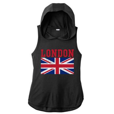 London England Union Jack United Kingdom British Flag Gift Ladies PosiCharge Tri-Blend Wicking Draft Hoodie Tank