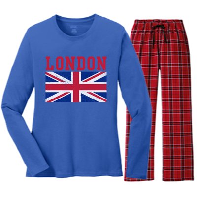 London England Union Jack United Kingdom British Flag Gift Women's Long Sleeve Flannel Pajama Set 