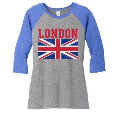 London England Union Jack United Kingdom British Flag Gift Women's Tri-Blend 3/4-Sleeve Raglan Shirt