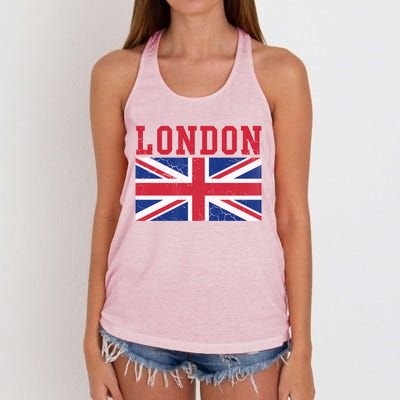 London England Union Jack United Kingdom British Flag Gift Women's Knotted Racerback Tank