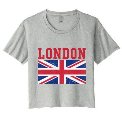 London England Union Jack United Kingdom British Flag Gift Women's Crop Top Tee