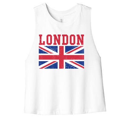 London England Union Jack United Kingdom British Flag Gift Women's Racerback Cropped Tank