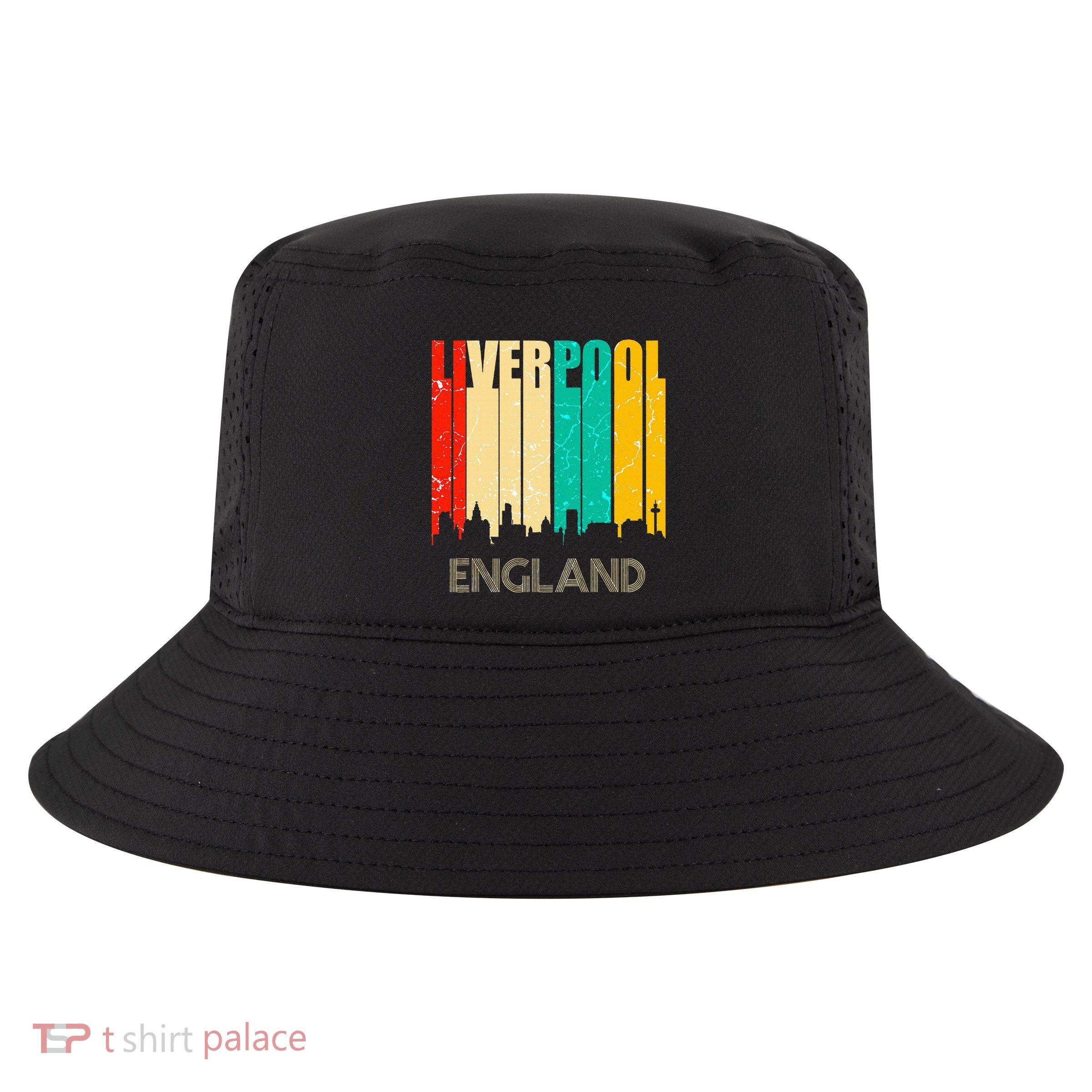 Liverpool England United Kingdom Retro City Skyline Cool Comfort Performance Bucket Hat