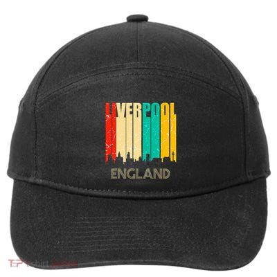 Liverpool England United Kingdom Retro City Skyline 7-Panel Snapback Hat