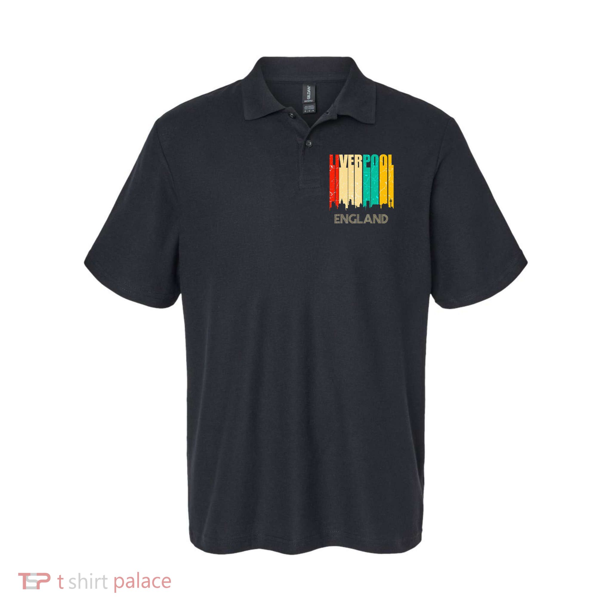 Liverpool England United Kingdom Retro City Skyline Polo
